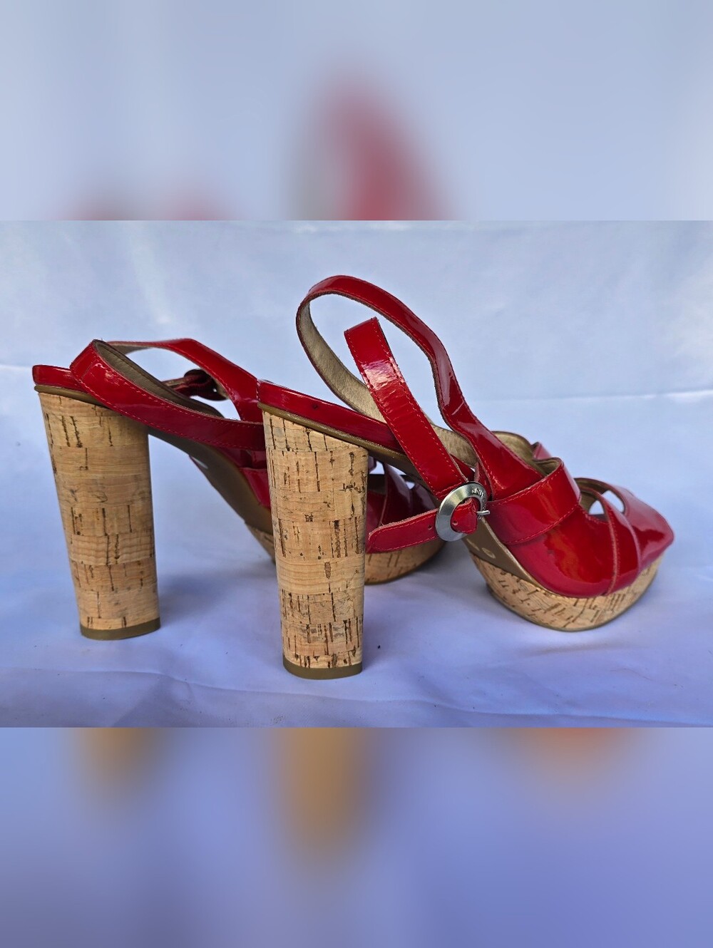 Red Michael Kors Darrien Cork Platform Heel